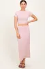 Light Pink Ribbed Knit Crop Tee Maxi Skirt Set sold by Pinkblush