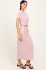 Light Pink Ribbed Knit Crop Tee Maxi Skirt Set sold by Pinkblush