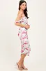 Fuchsia Floral Off Shoulder Ruched Mesh Midi Dress sold by Pinkblush