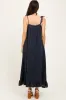 Navy Scallop Trim Shoulder Tie Maxi Dress sold by Pinkblush
