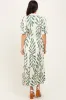 Olive Leaf Print Scallop Trim Midi Shirt Dress sold by Pinkblush