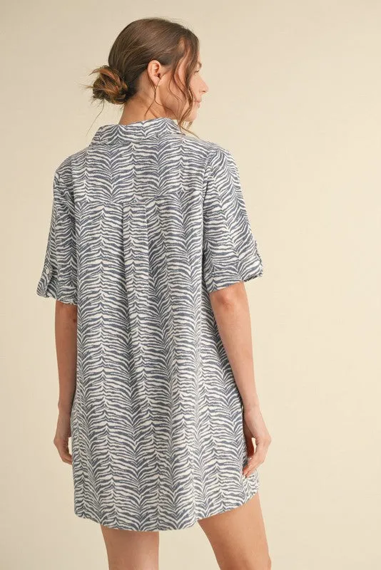 Blue Zebra Print Pocketed Mini Dress sold by Pinkblush product image thumbnail 3