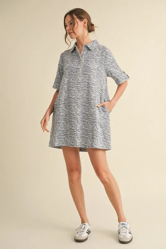 Blue Zebra Print Pocketed Mini Dress sold by Pinkblush product image thumbnail 4