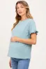 Mint Ruffle Trim Short Sleeve Maternity T-Shirt sold by Pinkblush