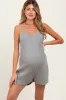 Heather Grey Ribbed Knit Sleeveless Maternity Romper sold by Pinkblush