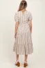 Ivory Stripe Tiered Tied Waist Maternity Midi Dress sold by Pinkblush