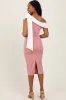 Mauve Coloblock One Shoulder Draped Midi Dress sold by Pinkblush
