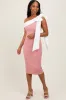 Mauve Coloblock One Shoulder Draped Midi Dress sold by Pinkblush