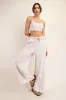 Cream Drawstring Wide Leg Maternity Lounge Pant sold by Pinkblush