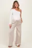 Cream Drawstring Wide Leg Maternity Lounge Pant sold by Pinkblush