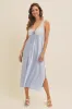 Light Blue Satin Lace Side Slit Slip Dress sold by Pinkblush