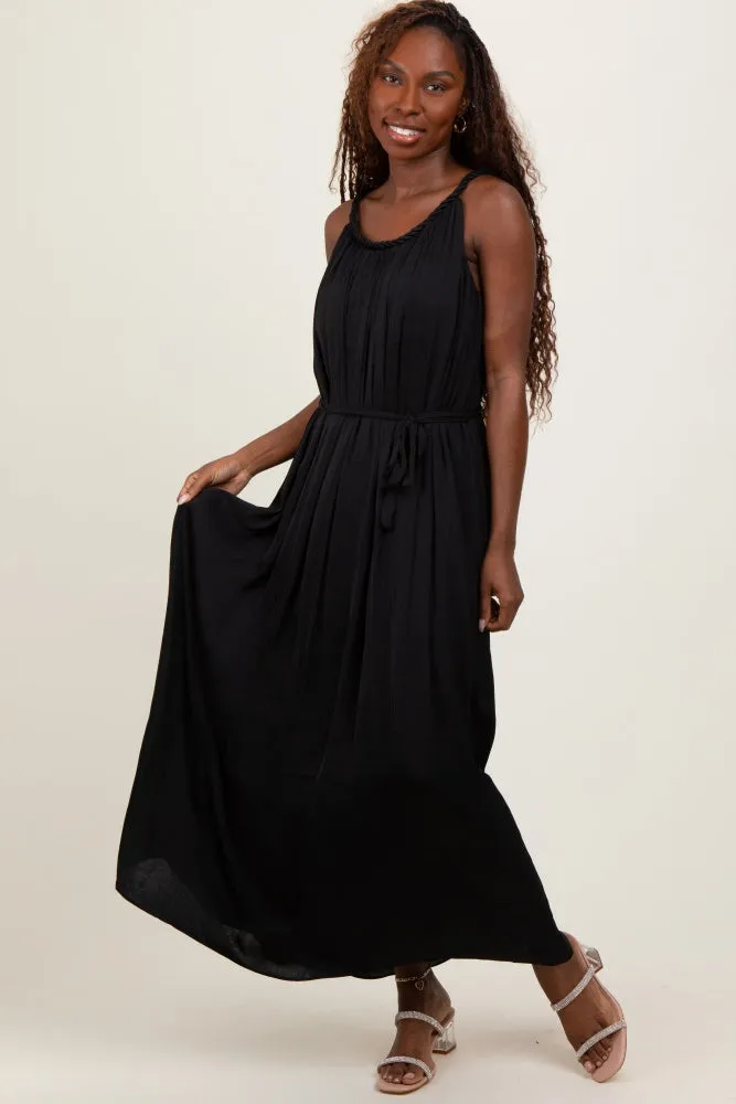 Black Braided Neckline Maxi Dress sold by Pinkblush