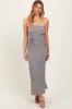 Black Gingham Strapless Side Tie Maxi Dress sold by Pinkblush
