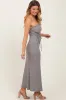 Black Gingham Strapless Side Tie Maxi Dress sold by Pinkblush