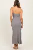 Black Gingham Strapless Side Tie Maxi Dress sold by Pinkblush