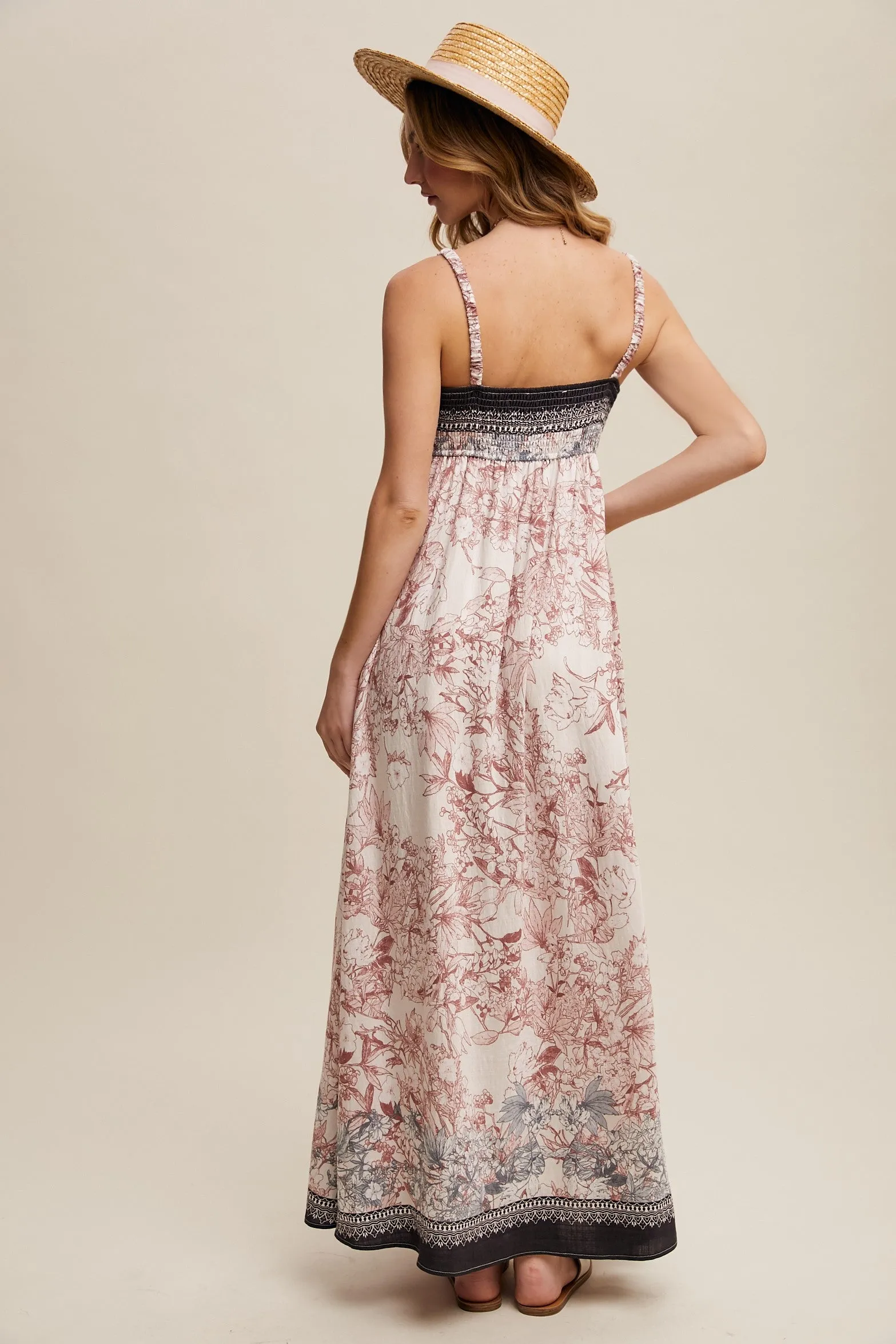 Charcoal Floral Contrast Border Maxi Dress sold by Pinkblush product image thumbnail 4