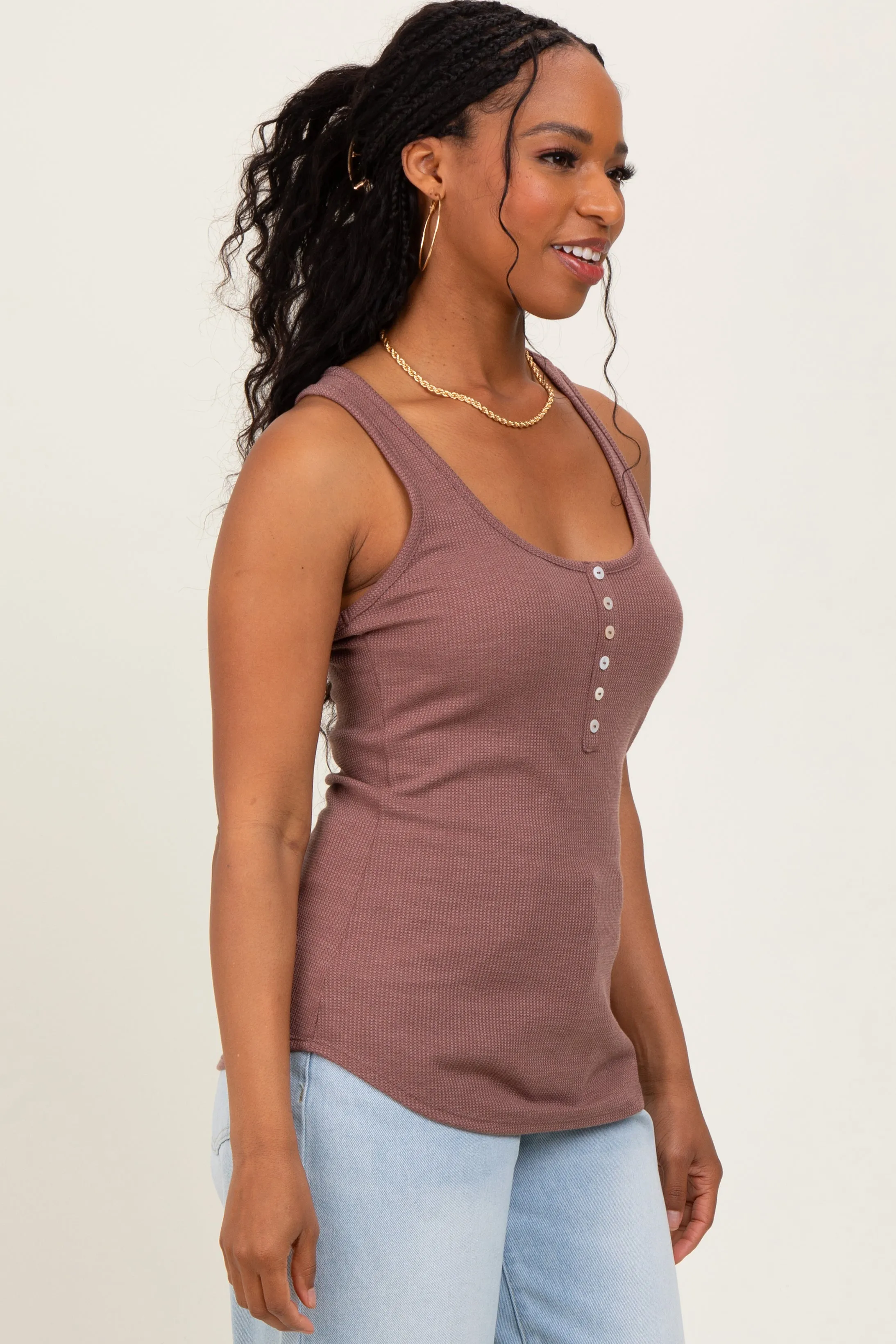 Mauve Button Front Tank Top sold by Pinkblush product image thumbnail 2