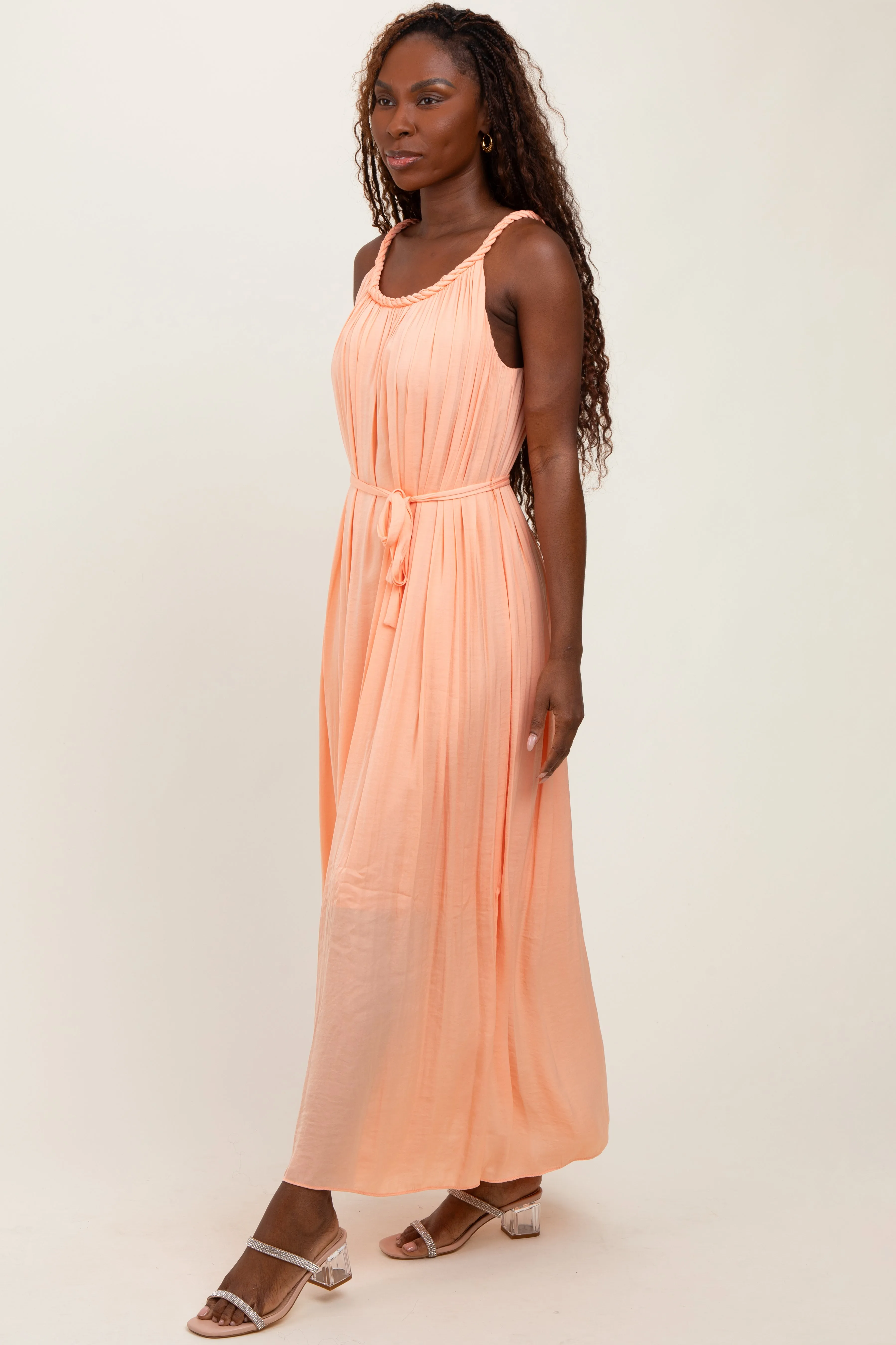 Peach Braided Neckline Maxi Dress sold by Pinkblush product image thumbnail 2