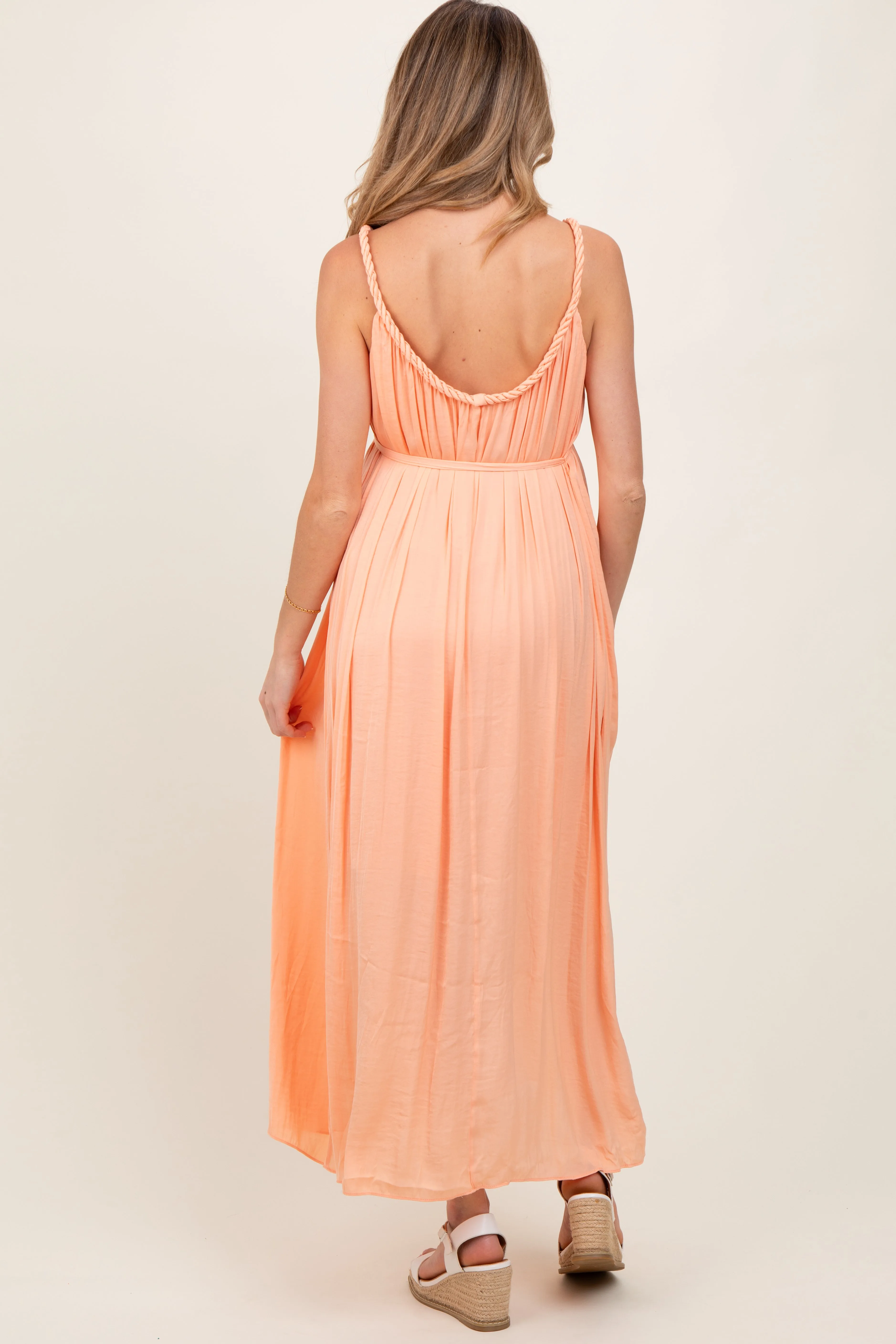 Peach Braided Neckline Maternity Maxi Dress sold by Pinkblush product image thumbnail 3