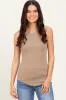 Light Taupe Ribbed Basic Crew Neck Tank sold by Pinkblush