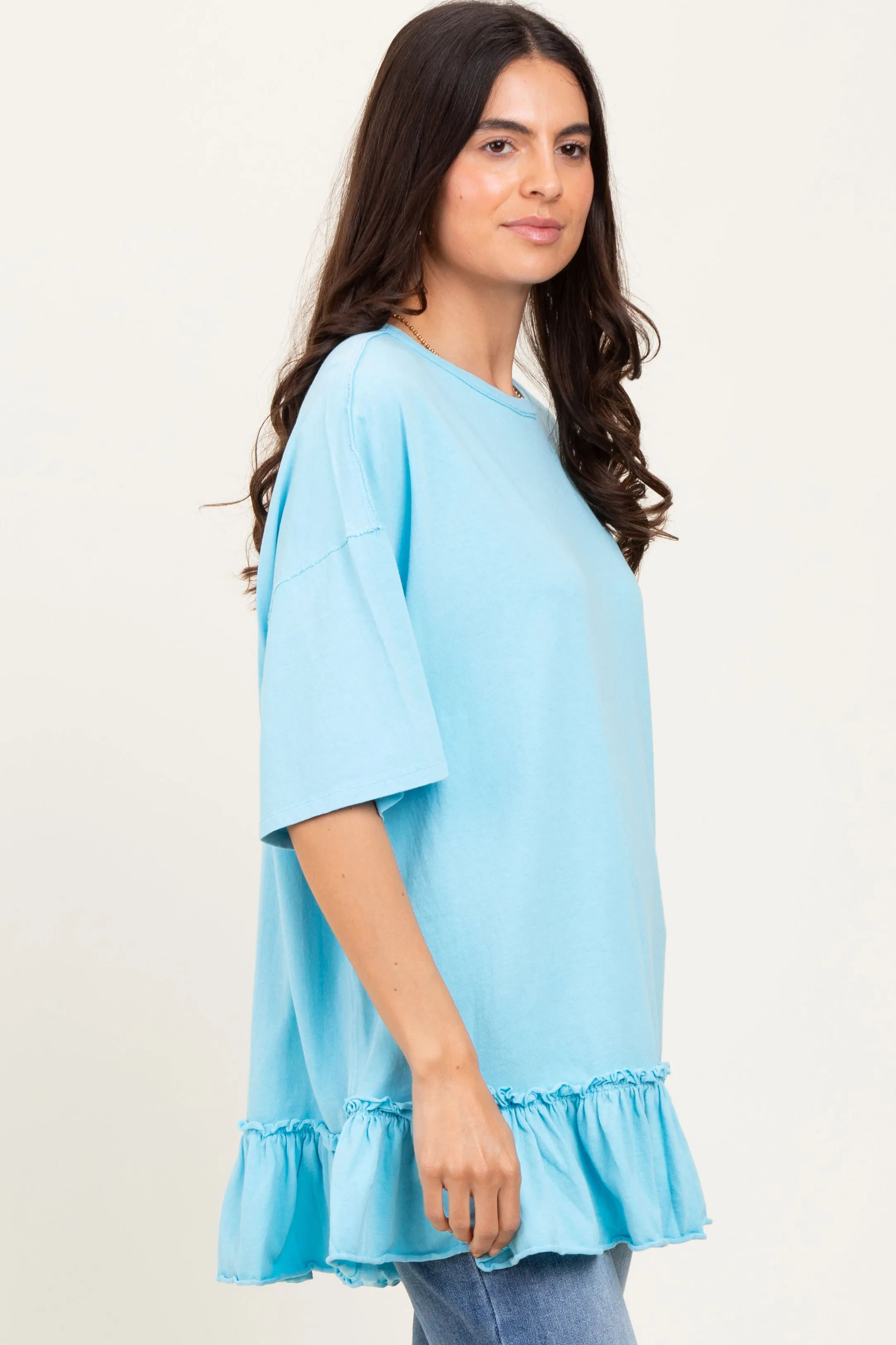 Aqua Relaxed Ruffled Tunic Top sold by Pinkblush product image thumbnail 2