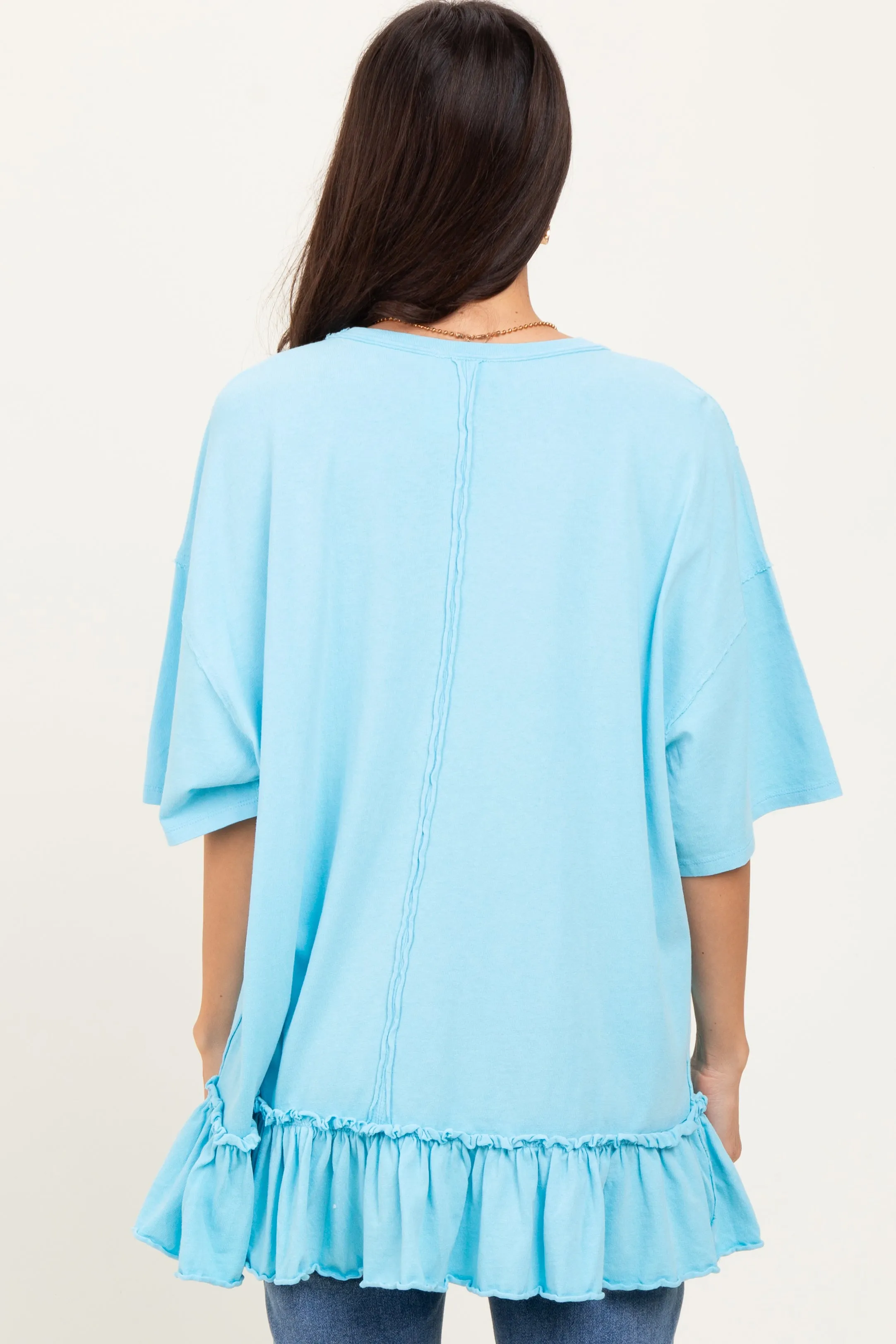 Aqua Relaxed Ruffled Tunic Top sold by Pinkblush product image thumbnail 3