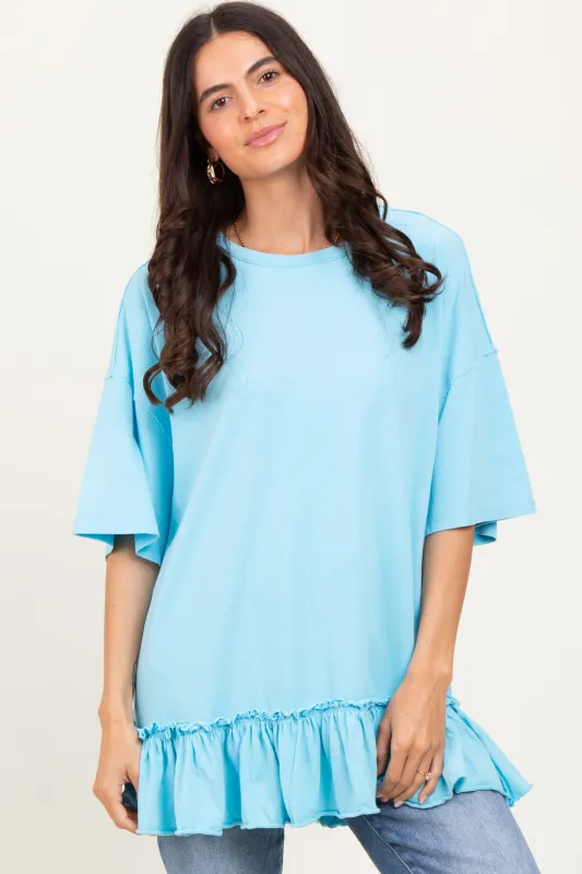 Aqua Relaxed Ruffled Tunic Top sold by Pinkblush