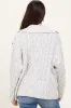 Heather Grey Cable Knit Collared Button Up Cardigan sold by Pinkblush