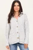 Heather Grey Cable Knit Collared Button Up Cardigan sold by Pinkblush