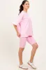 Light Pink Oversized Short Sleeve Biker Short Set sold by Pinkblush