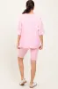 Light Pink Oversized Short Sleeve Biker Short Set sold by Pinkblush