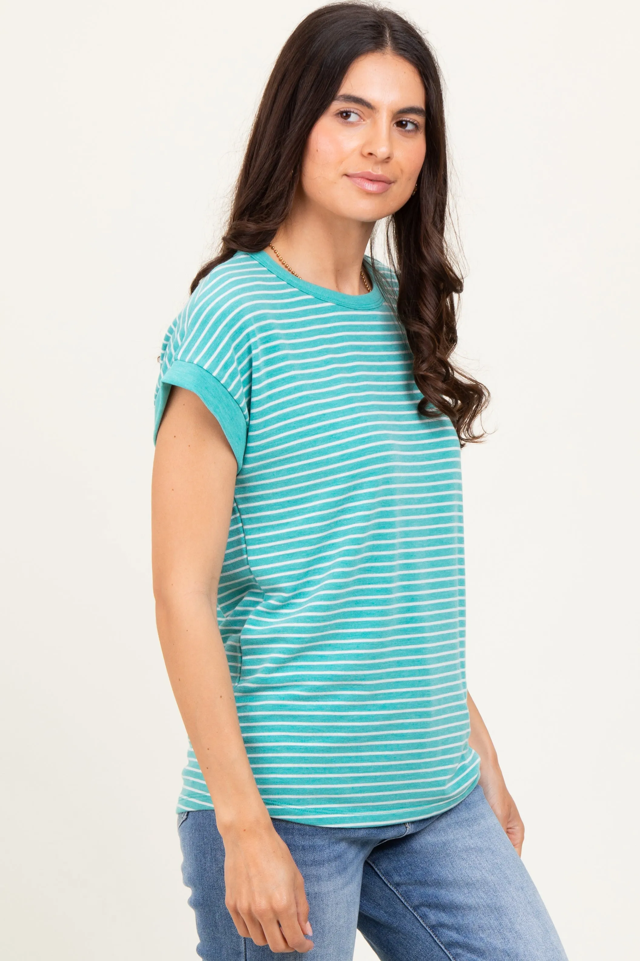 Green Striped Terry Short Sleeve Top sold by Pinkblush product image thumbnail 3
