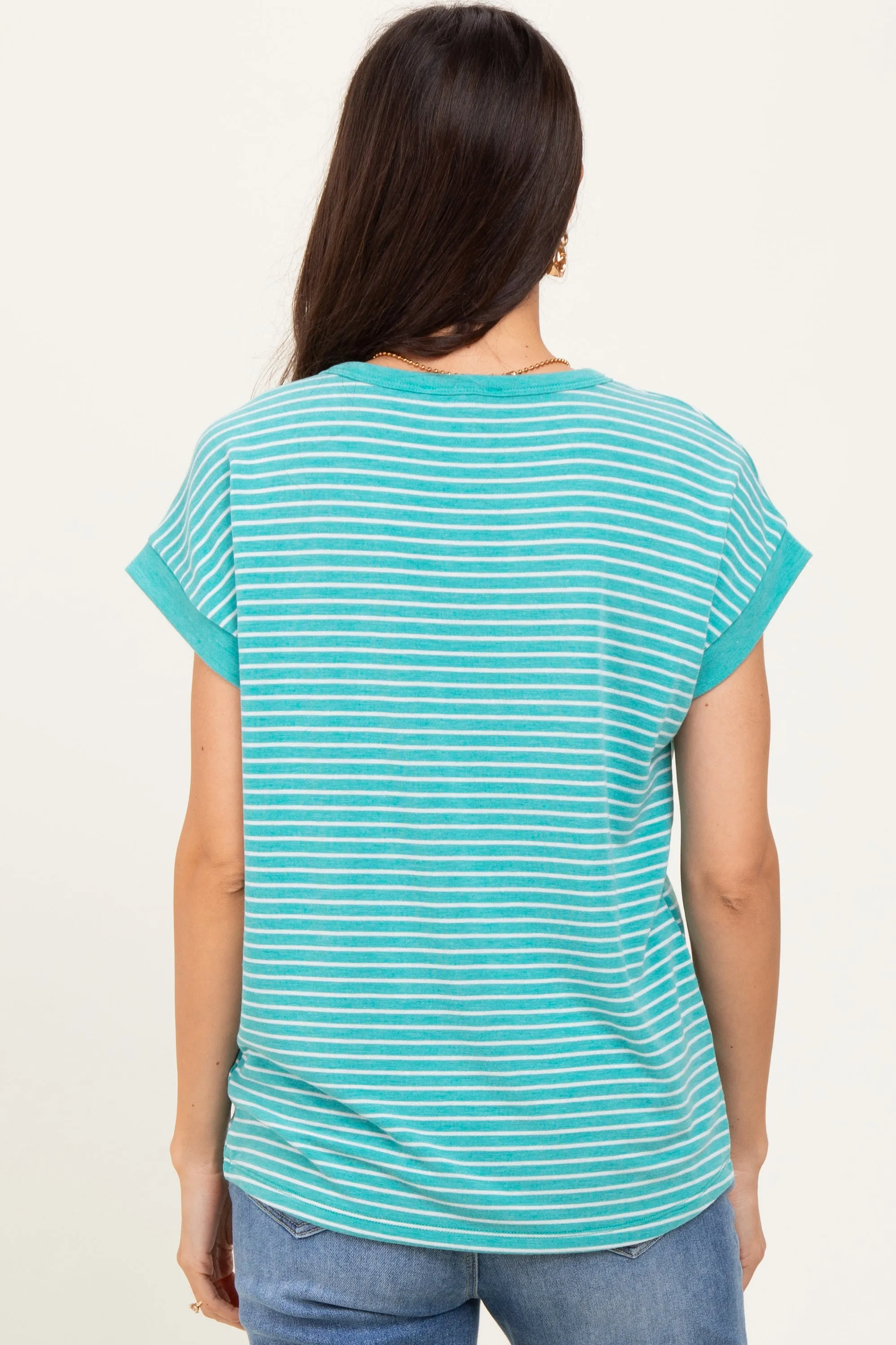 Green Striped Terry Short Sleeve Top sold by Pinkblush product image thumbnail 4