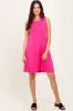 Fuchsia Ribbed Pleated Knit Sleeveless Mini Dress sold by Pinkblush