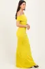 Lime Off Shoulder Foldover Ruched Maxi Dress sold by Pinkblush