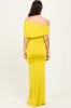 Lime Off Shoulder Foldover Ruched Maxi Dress sold by Pinkblush