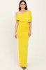 Lime Off Shoulder Foldover Ruched Maxi Dress sold by Pinkblush