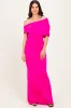 Pink Off Shoulder Foldover Ruched Maxi Dress sold by Pinkblush