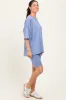 Blue Oversized Short Sleeve Biker Short Set sold by Pinkblush