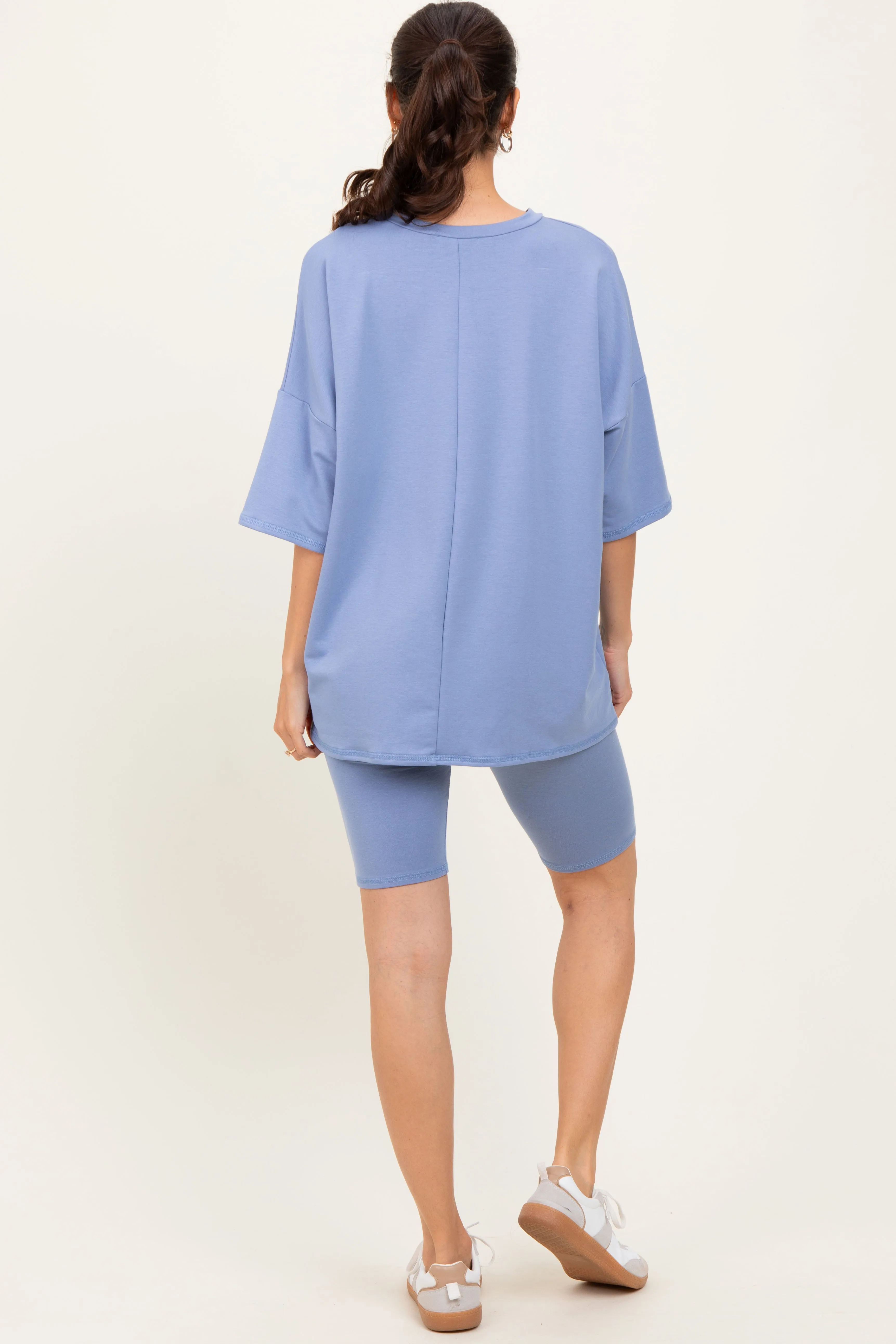 Blue Oversized Short Sleeve Biker Short Set sold by Pinkblush product image thumbnail 4