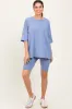 Blue Oversized Short Sleeve Biker Short Set sold by Pinkblush