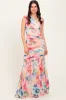 Multicolor Floral Ruched Mesh One Shoulder Maternity Maxi Dress sold by Pinkblush