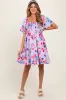 Lavender/Red Floral Smocked Top Maternity Mini Dress sold by Pinkblush