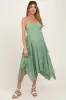 Light Olive Floral Handkerchief Hem Maternity Midi Dress sold by Pinkblush