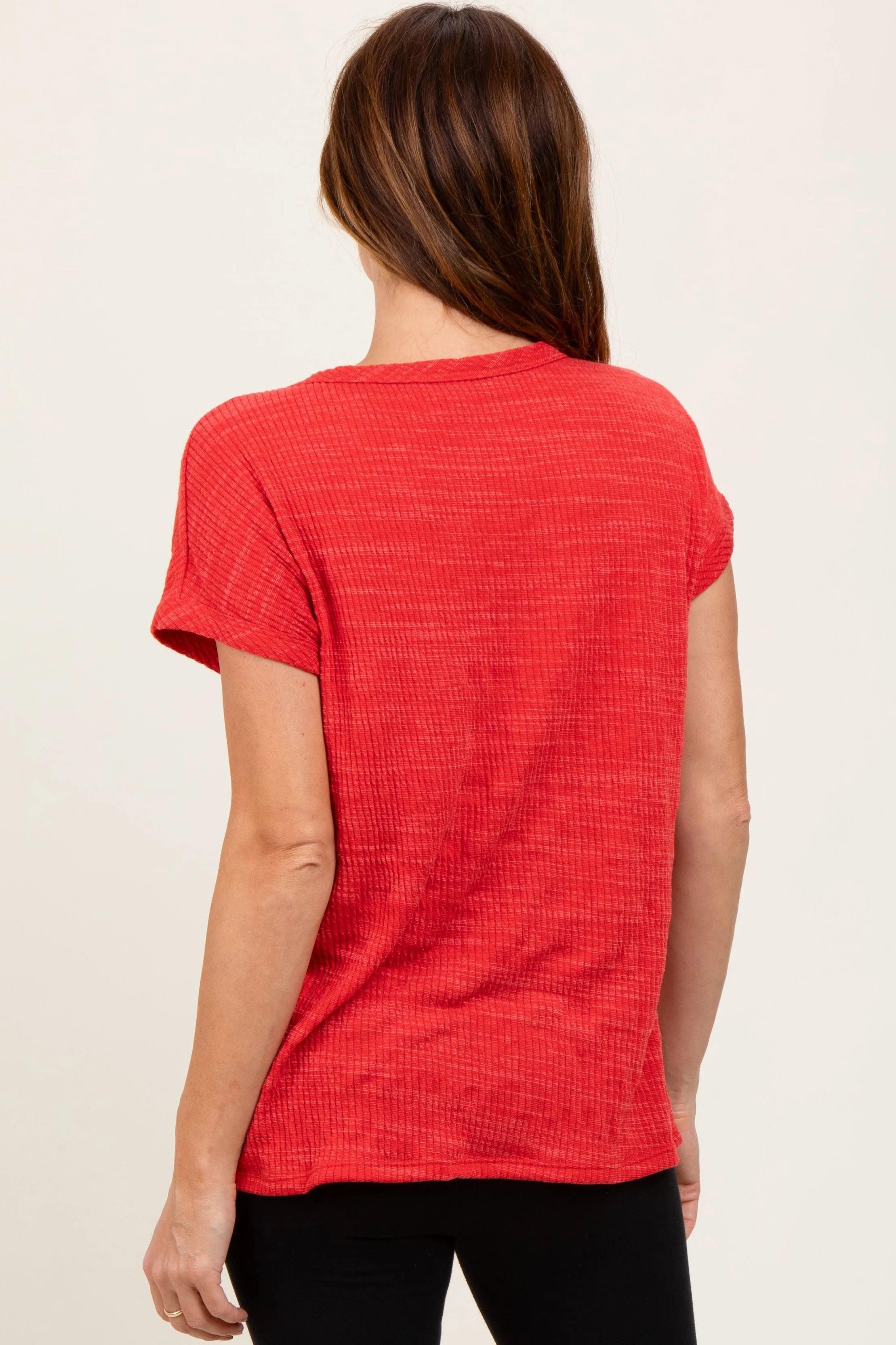 Red Heather Textured Short Sleeve Top sold by Pinkblush product image thumbnail 4