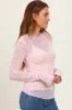 Light Pink Mesh Heart High Neck Long Sleeve Top sold by Pinkblush