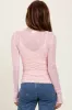 Light Pink Mesh Heart High Neck Long Sleeve Top sold by Pinkblush