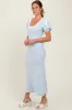 Light Blue Shoulder Bow Puff Sleeve Sweater Dress sold by Pinkblush