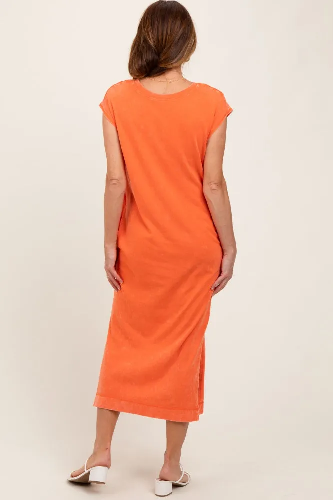 Orange Casual Sleeveless Pocketed Midi Dress sold by Pinkblush product image thumbnail 3