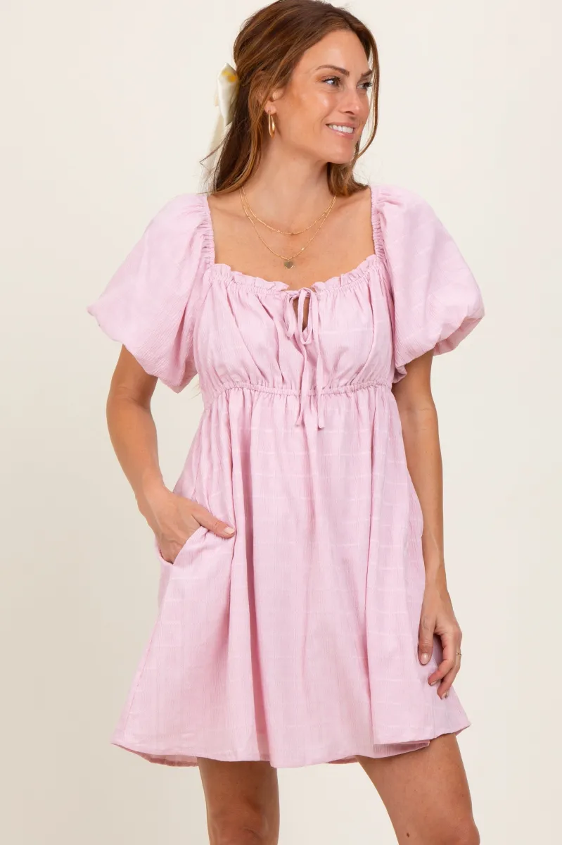 Pink Textured Bubble Sleeve Maternity Mini Dress sold by Pinkblush